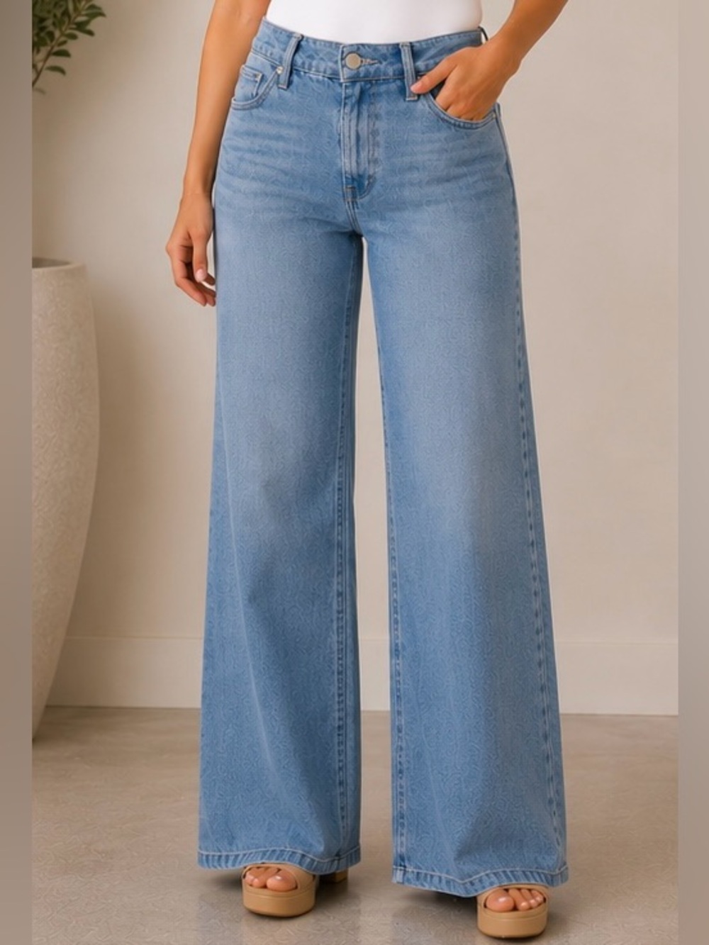 7 For All Mankind Light Blue Wide Leg Jeans